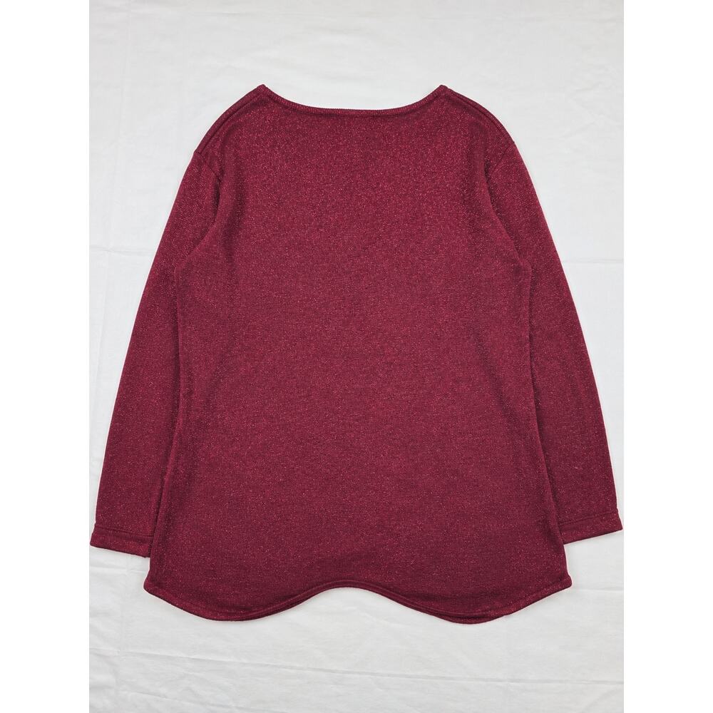 Bob Mackie Wearable Art XL Burgundy Metallic Cat Embroidered Sweater Tunic Top - Picture 3 of 7